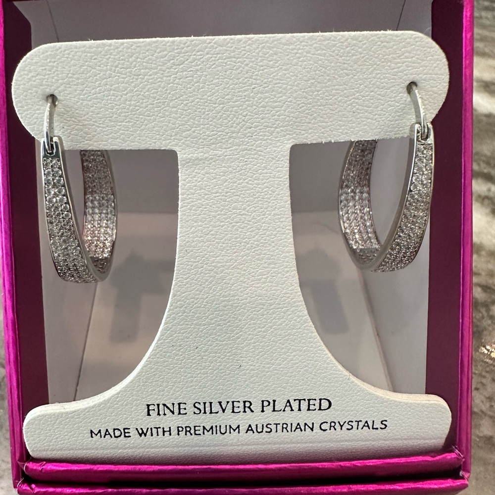 Silver plated crystal earrings NIB